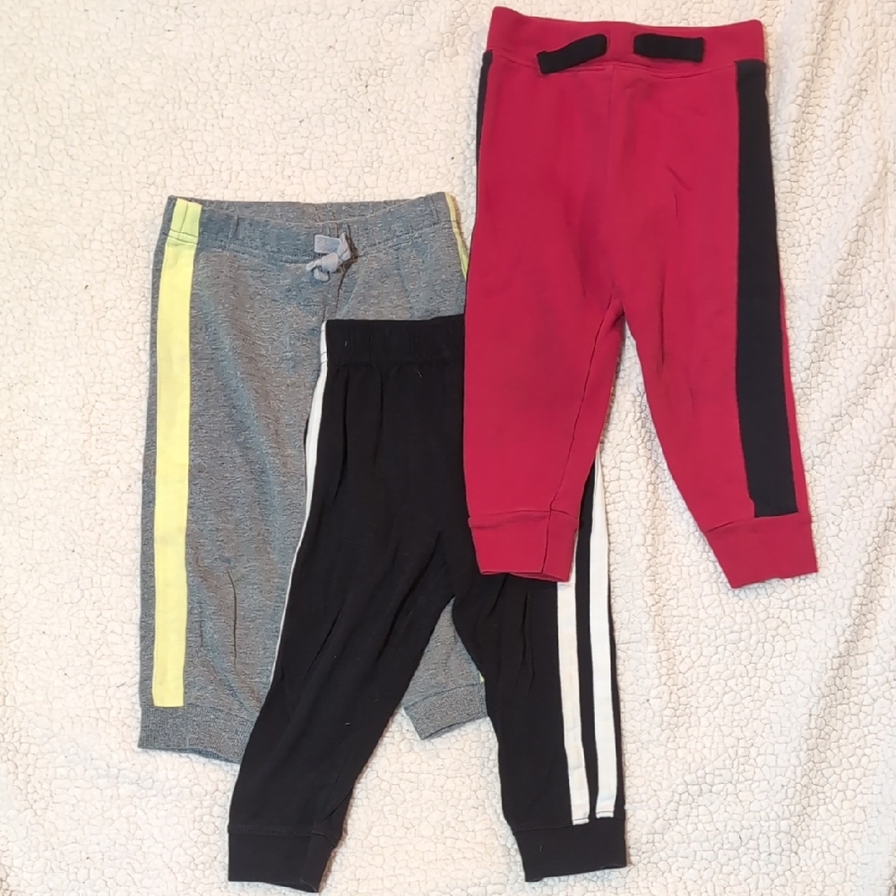Red and Black Jogger Sweatpants with Sporty Stripes